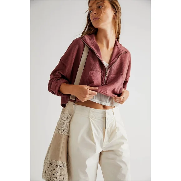 Free People Kitty Boxy Pullover Faded Rust - Picture 3 of 9